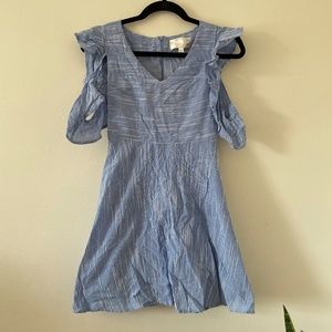 J.O.A. 100% Cotton Striped Blue and White Dress